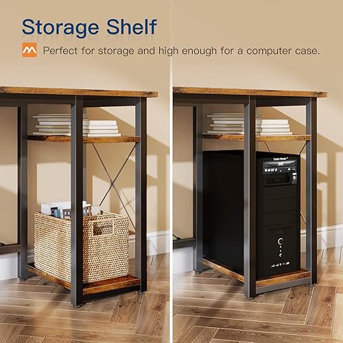 Miniatura 6 de Coleshome Escritorio para computadora en forma de L de 66 pulgadas con estantes de almacenamiento estación de trabajo de escritorio en L para