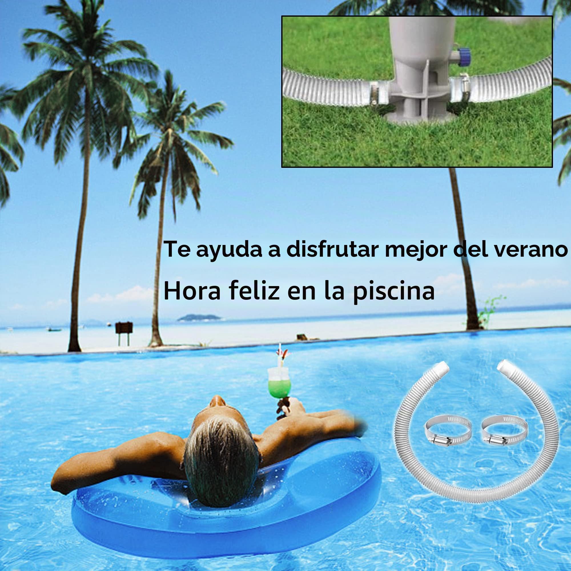 2 Mangueras de Repuesto para Piscinas Elevadas, Manguera para Bomba de Filtro (59x1.25 pulgadas)