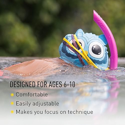 Vista 3 de FINIS Stability Snorkel Jr - Para edades de 6 a 10 años - Esnórquel de entrenamiento de natación con correa para la cabeza, tubo más corto y Magenta