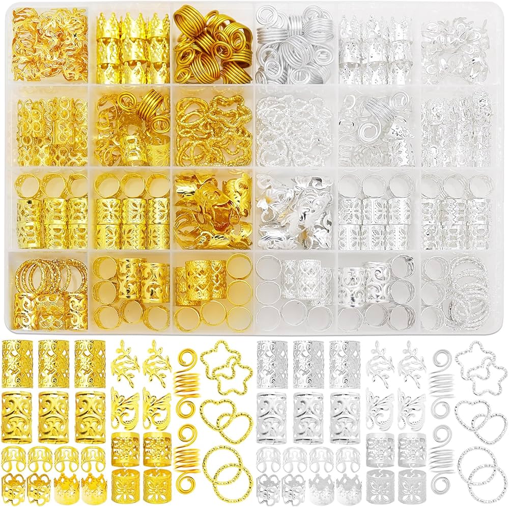 No.967 雫　ラメ　チャーム　4ペア Amazon.com: 260 Pcs Hair Jewelry for Braids,Hair Beads Accessories