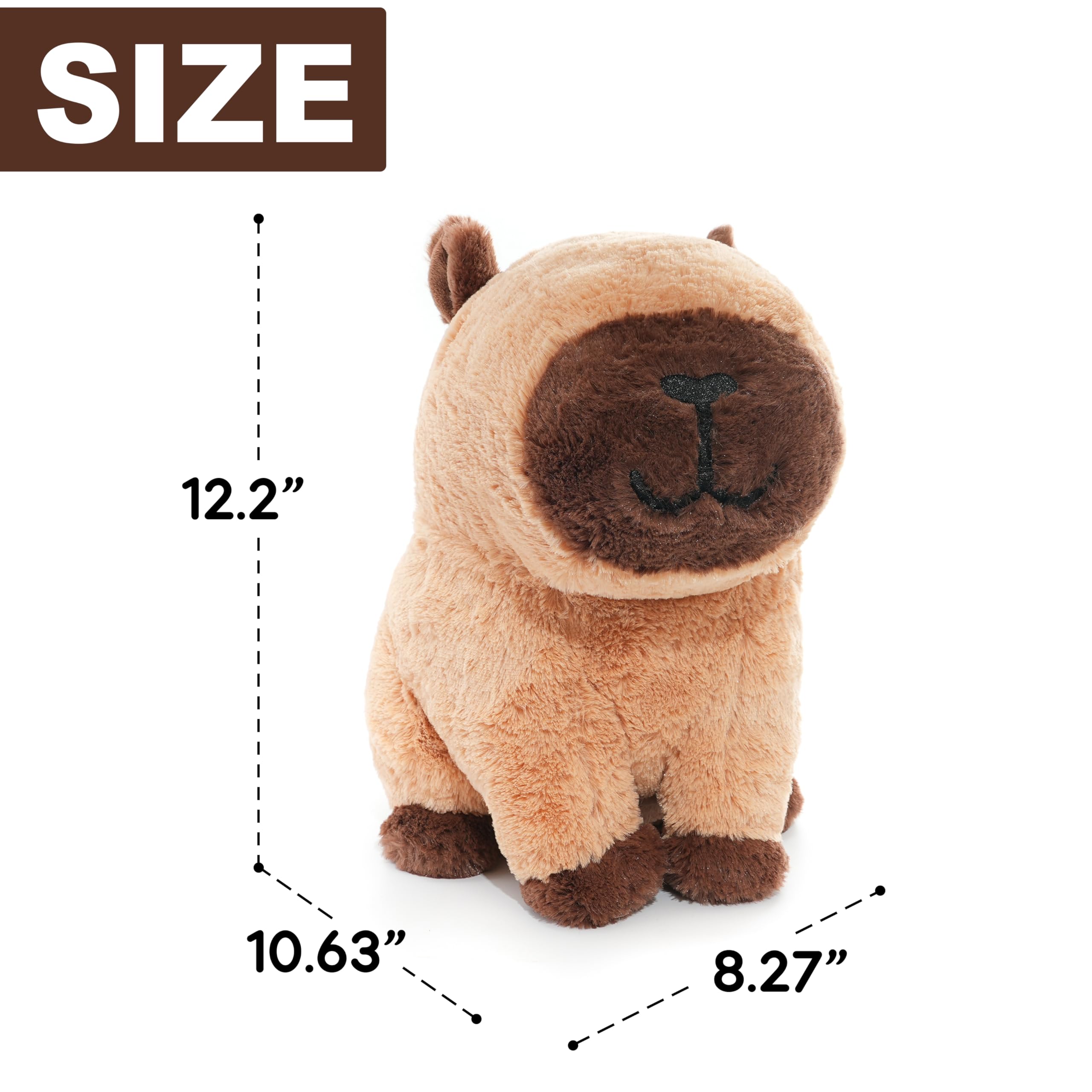 WEIGEDU Plüsch Capybara Stofftier - 31 cm weiches Kawaii-Spielzeug für Kinder & Erwachsene, braunes süßes Tier-Plüschkissen, kuscheliger Schlafenszeit-Buddy für Mädchen, Jungen und Capybara-Liebhaber