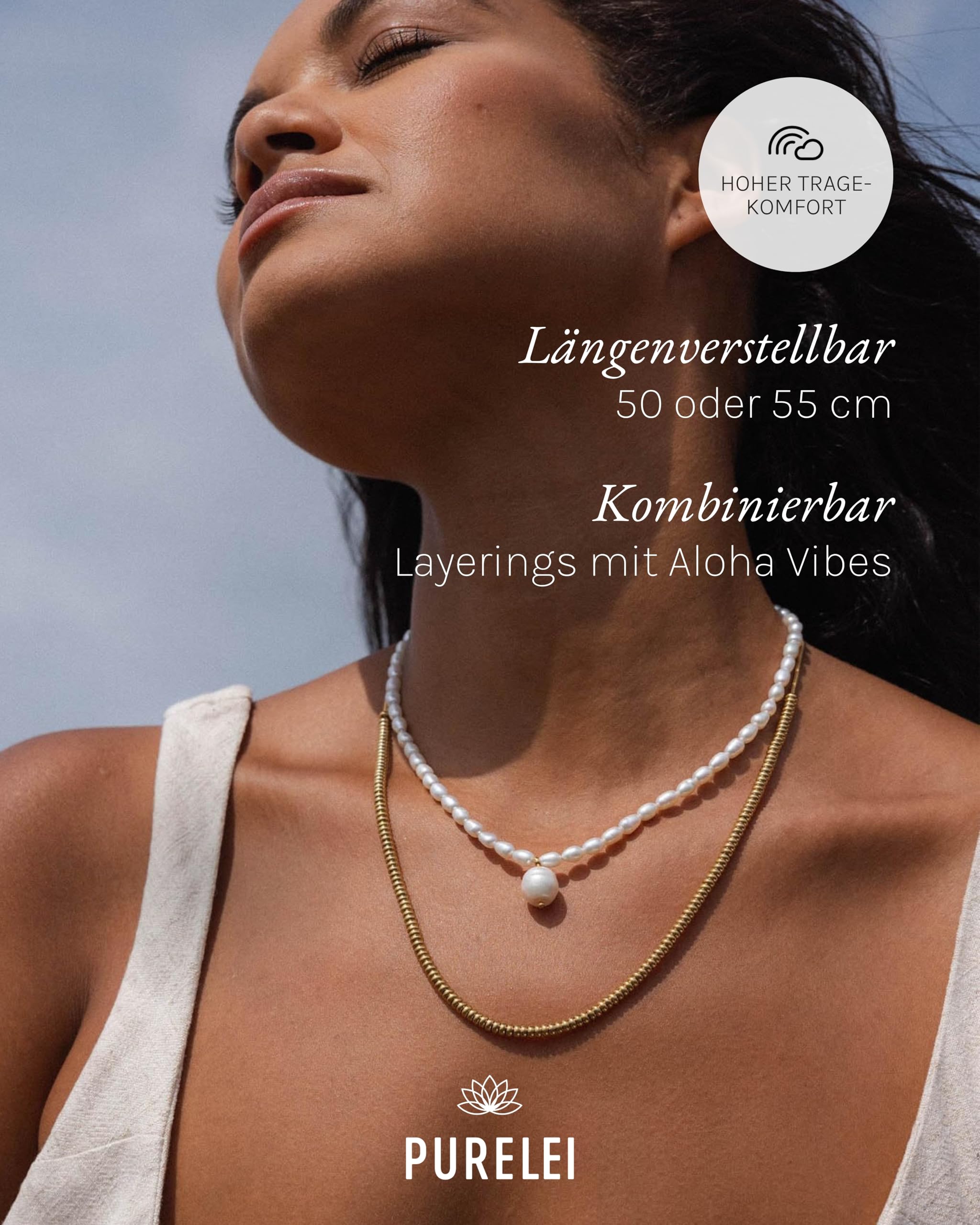 Purelei Glow Anxiety Kette Damen – Halskette Damen aus Edelstahl (14K vergoldet) – Wasserfeste Halskette – 50-55 cm Länge verstellbar – Schmuck für deinen individuellen Look