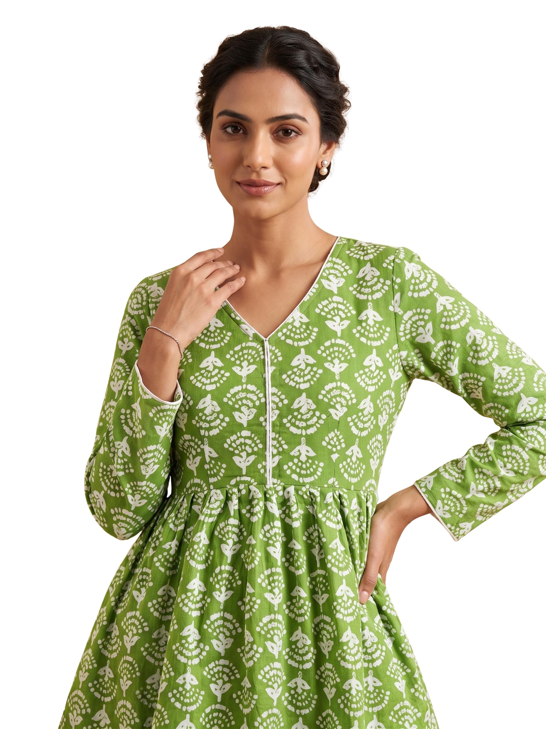 Women's Floral Printed V-Neck Peplum Short Kurti/Top | Ethnic Tunic for Girls & Women-picture-35