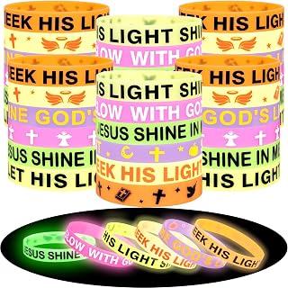 144pcs Christian Halloween Party Favors – Bulk Glow in the Dark Silicone Bracelets with Jesus, Gifts for Kids, Classroom Prizes, Treat Bags, Goodie Bag Stuffers