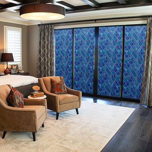 Miniatura 65 de Película decorativa de privacidad para ventana de arcoíris, película decorativa de adherencia estática para baño, oficina en casa, bloqueo UV, 17.7