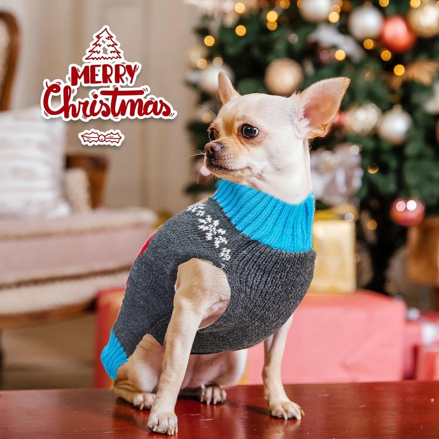 PETCARE Christmas Dog Jumpers for Pets, Knitted Holiday Sweater with Snowman Design for Puppy Cat - Image 4