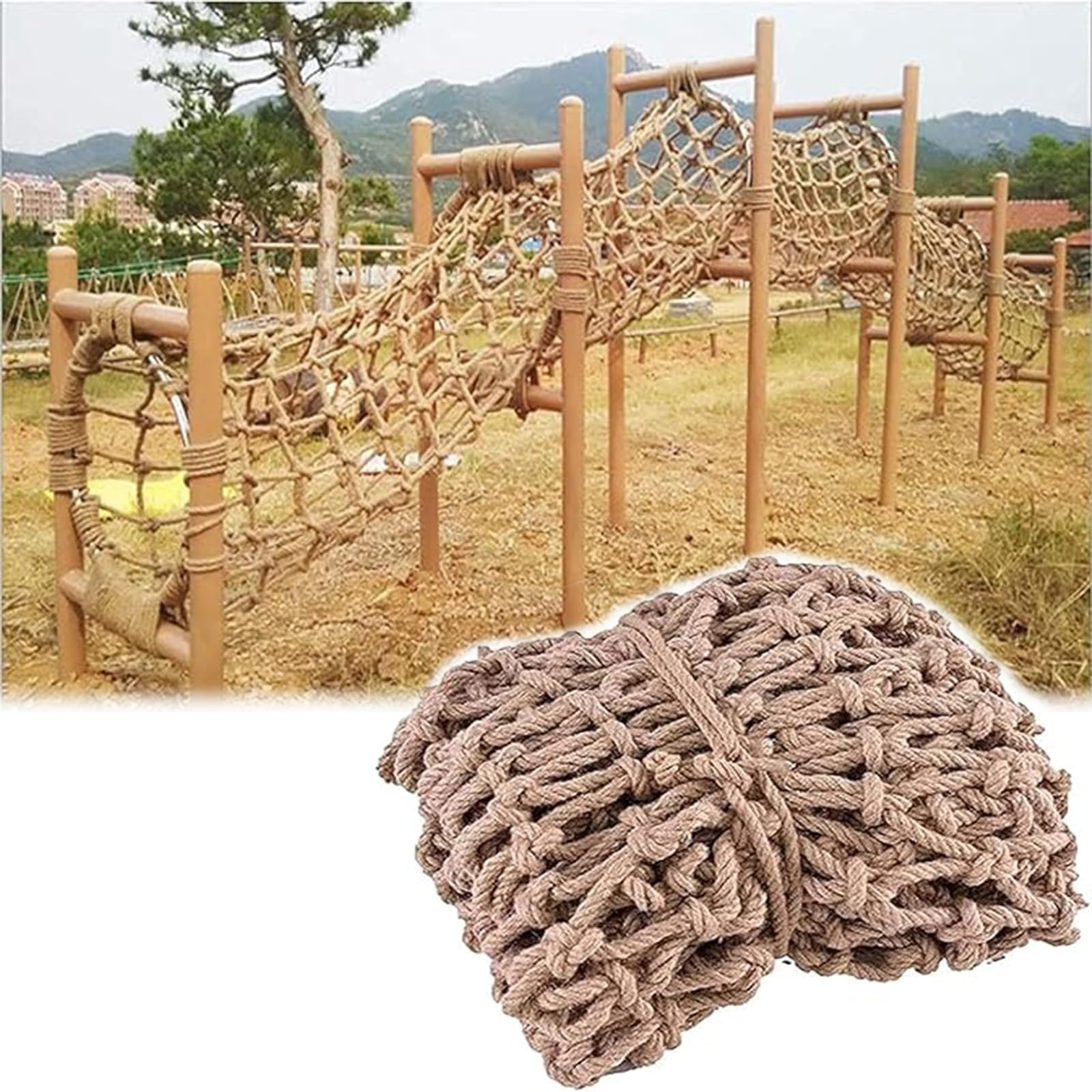 Gjzqdkx 7X30ft Jute Hemp Rope Netting - Heavy Duty Safety Net For Climbing, Balcony, Stairs, Garden, Playground Protection & Indoor/Outdoor Decor