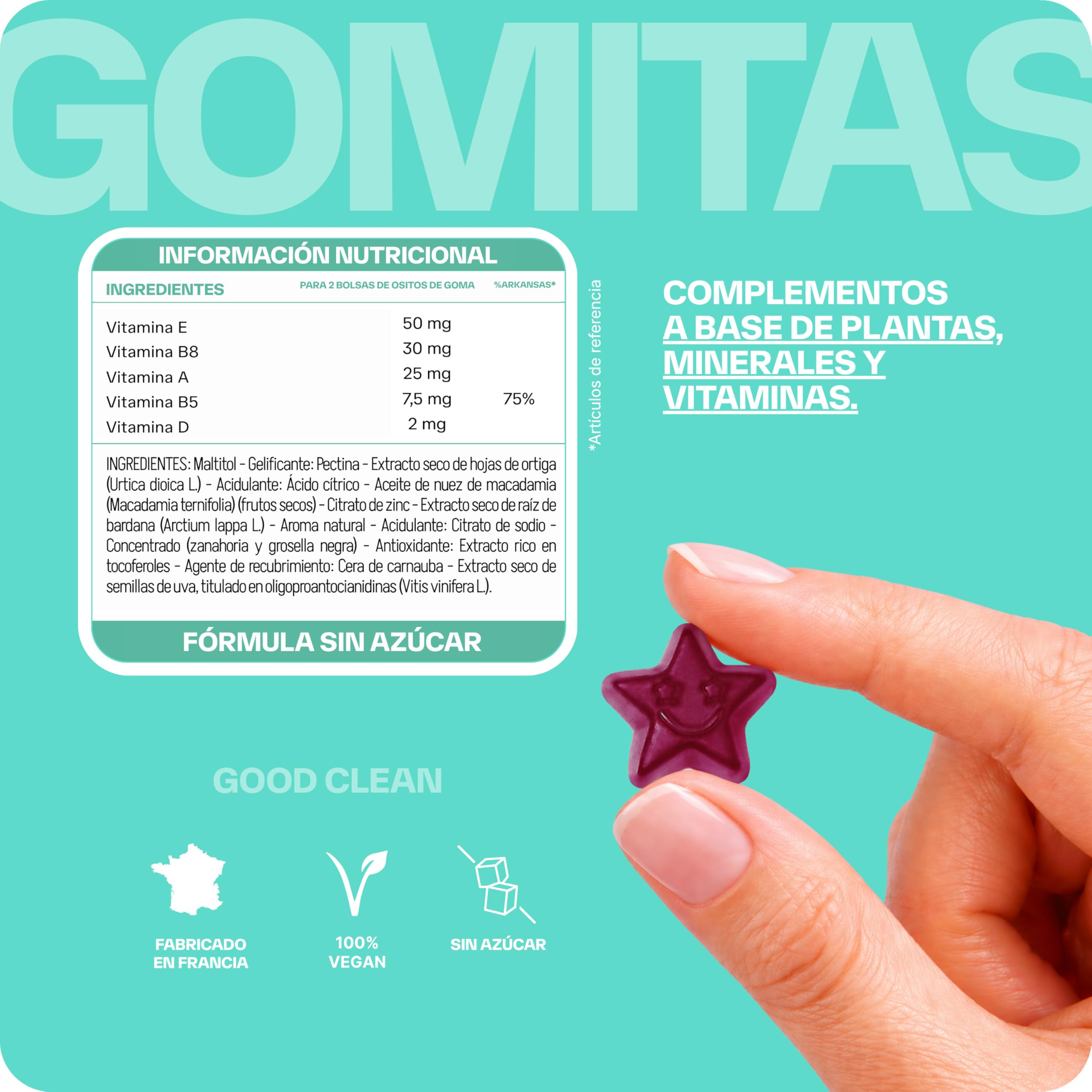 Lashilé Beauty - Complementos Alimenticios - Piel limpia y antiimperfecciones - Regula el sebo y purifica - Good Clean Vitamines - Fabricado en Francia - Bardana, Ortiga, Zinc - 180 Gummies
