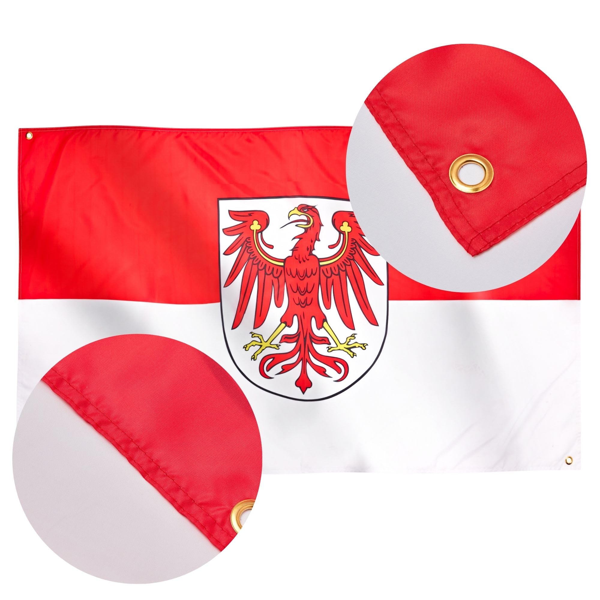 Runesol Brandenburg Flag, 91x152cm, 3ft x 5ft, Landesflagge Brandenburgs, 4 Grommets, Eyelet in Every Corner, Premium Flags - Image 4
