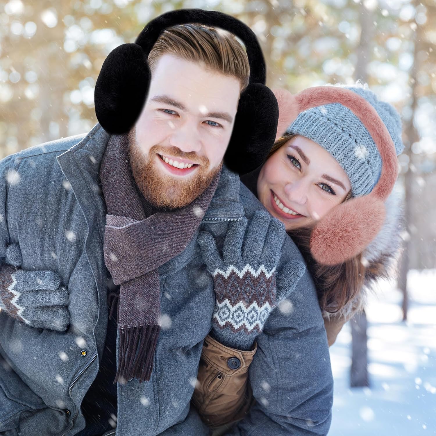4PCS Women Winter Ear Muffs Faux Fur Earmuffs Fuzzy Foldable Fluffy Ear Warmers for Winter Ear Covers Soft Girls