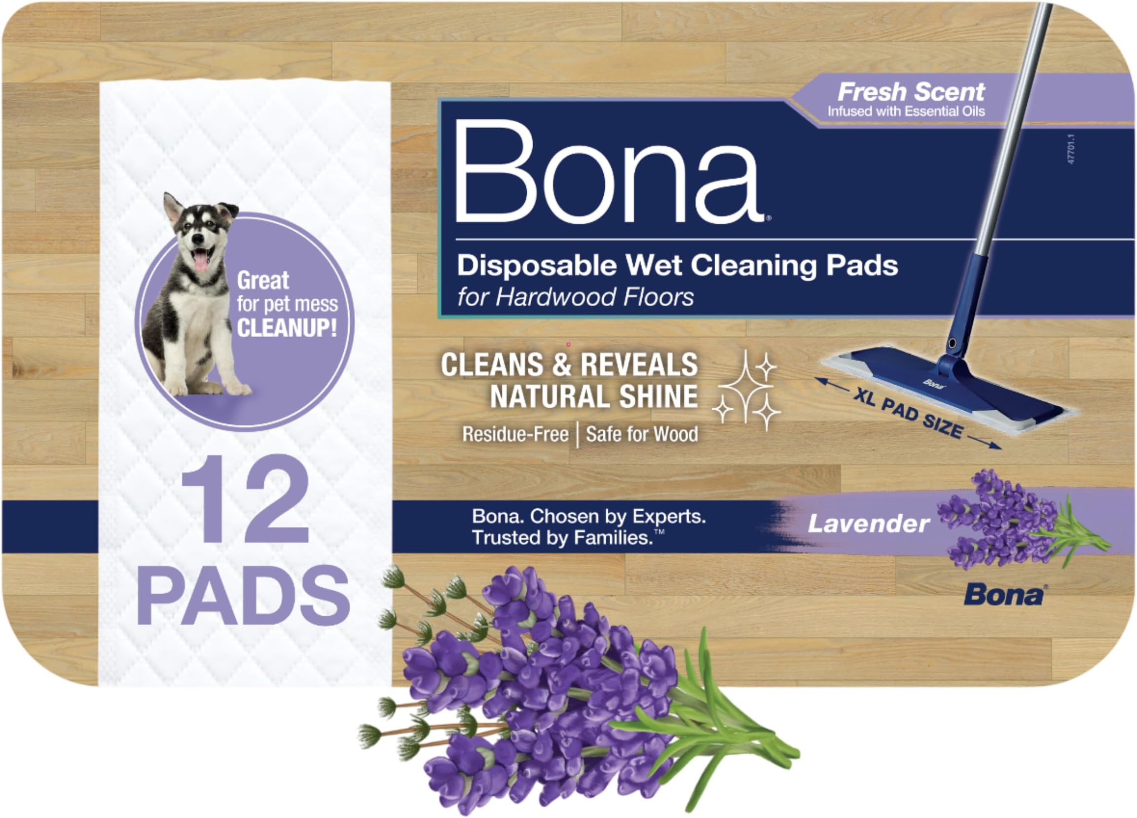 Disposable Wet Cleaning Pads for Hardwood Floors, Lavender Scent