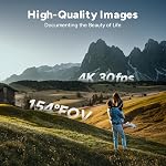 SJCAM C300 Vlogging Camera,64GB 4K Pocket Action Camera,7Hour Power,6-Axis Stabilization,Dual-Touch Screen Body Cam, Handheld Travel Camcorders, Waterproof, Live Streaming, Accessories,Black
