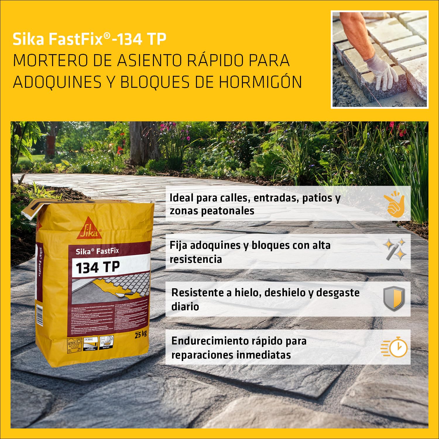 SIKA - Mortero - Sika Fastfix - Gris - deal para carreteras con tráfico, zonas peatonales, aparcamientos y entradas de vehículos, calles, jardines y paisajismo - 25g