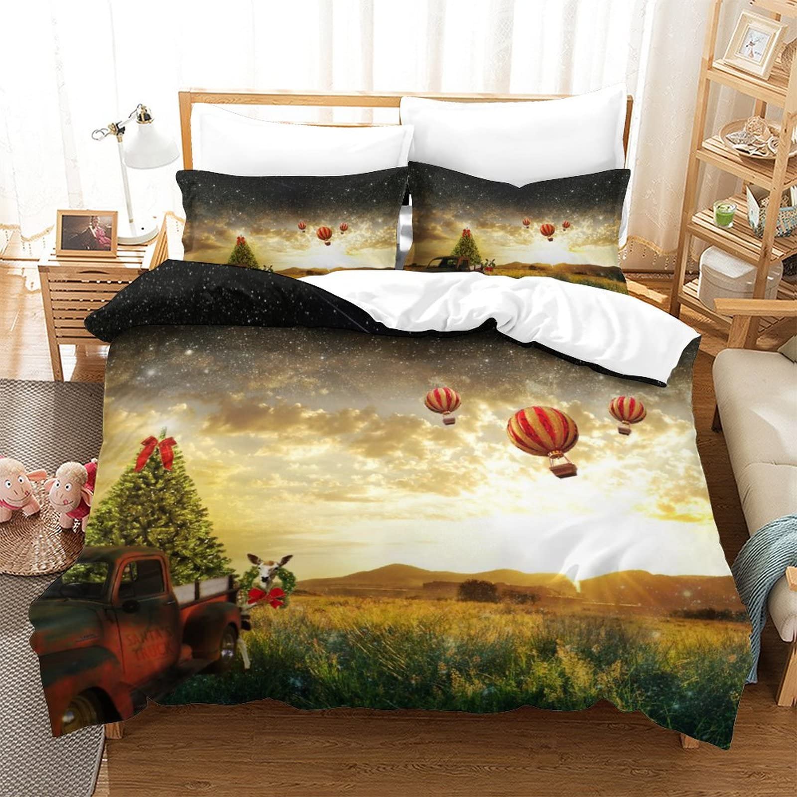 Housse de couette 3D fantasy paysage naturel parure de lit fermeture eclair