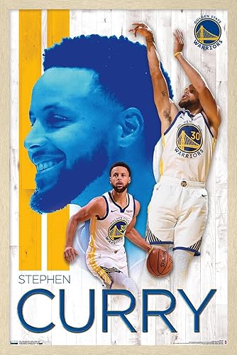 Miniatura 7 de Trends International NBA Golden State Warriors - Póster de pared de Stephen Curry 19, 22.375 x 34 pulgadas, versión enmarcada en negro