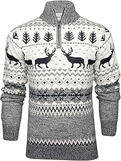 Xact Mens 1/4 Zip Reindeer Xmas/Christmas Jumper