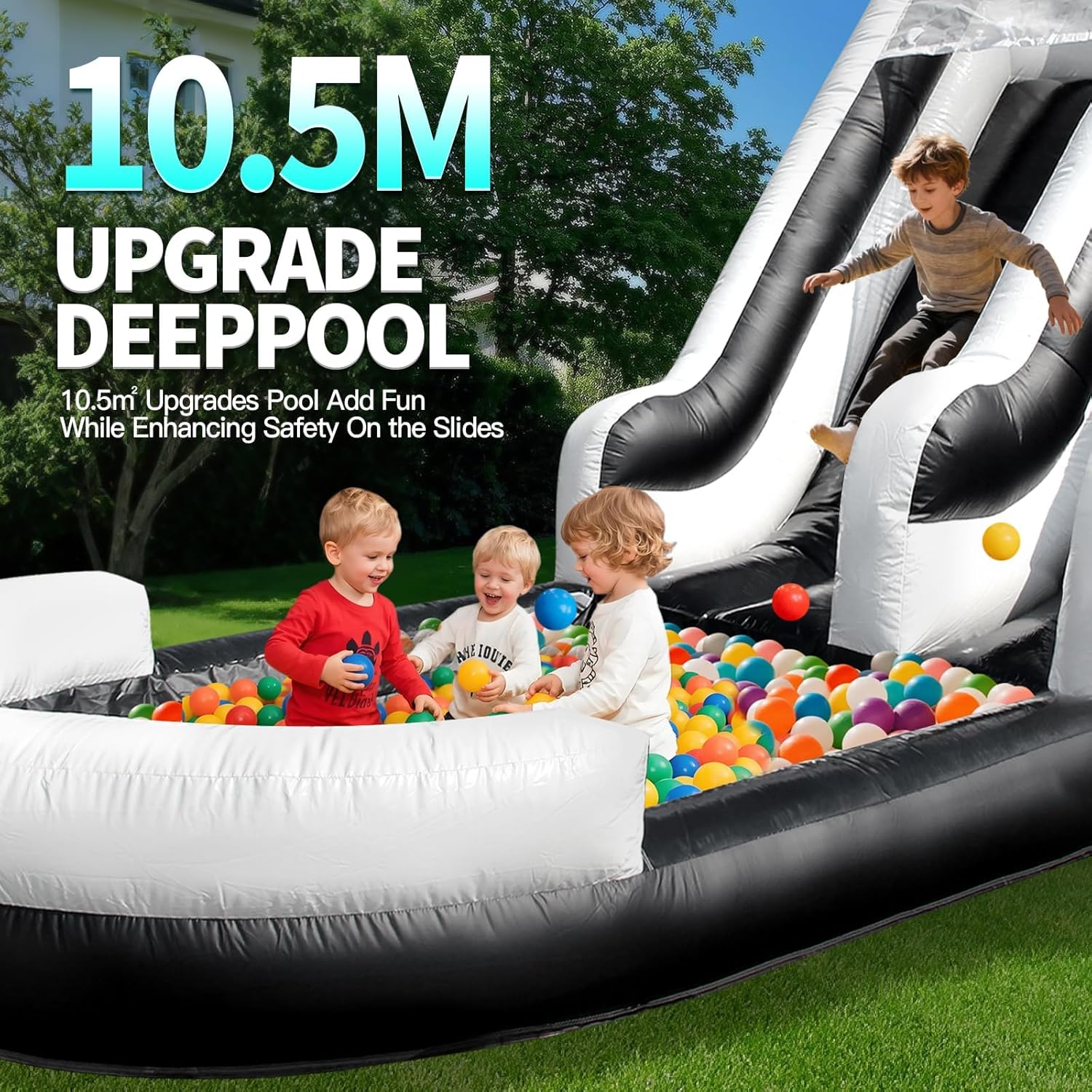 26.2FT Commercial Large Inflatable Water Silde for Kids & Adults, Heavy Duty 100% PVC Waterslides with Big Pool, Blower for for Backyard, Outdoor Slide Park, and Pool Party, Black