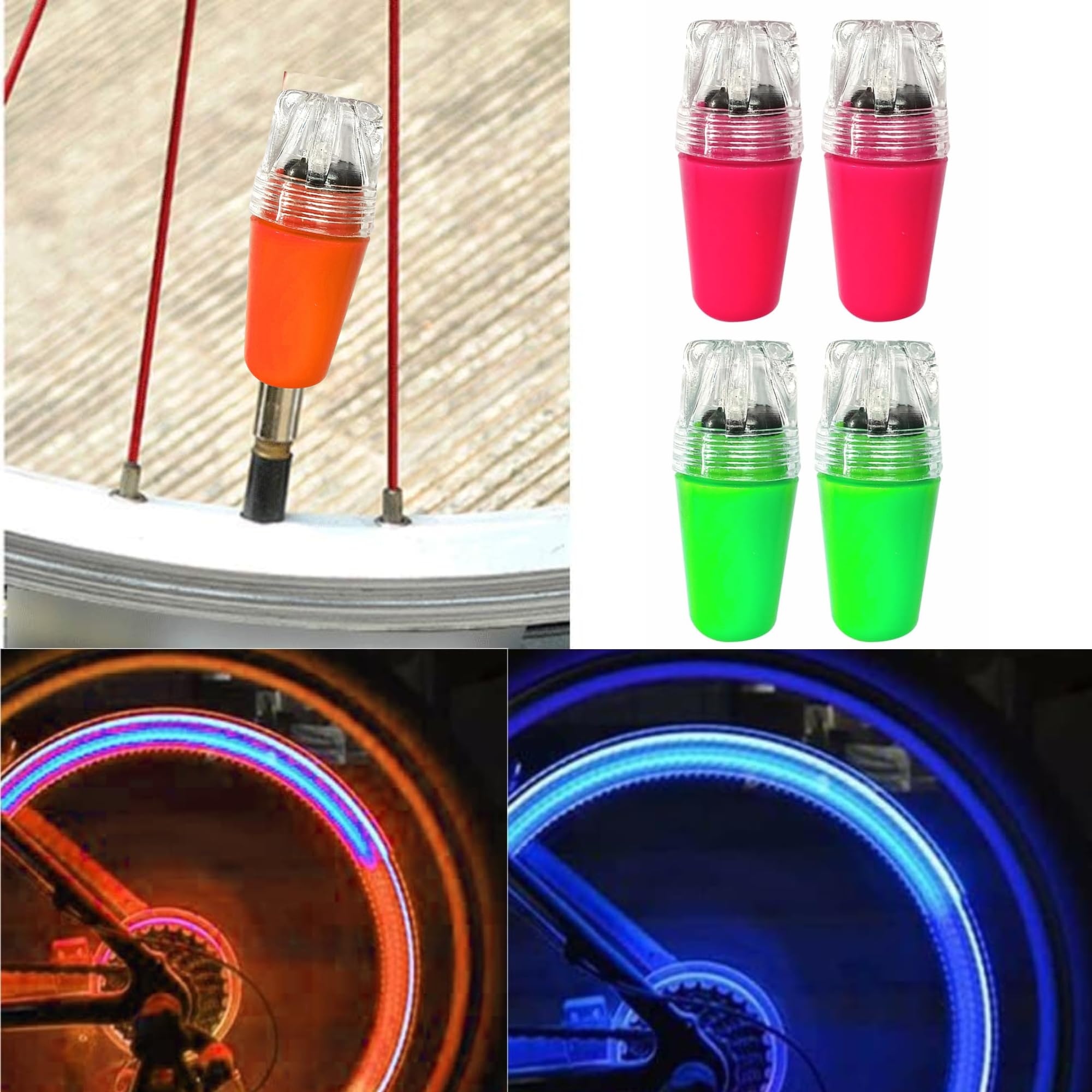 Bicycle Spoke Beads & Valve Lights LED Multicolour Set for Tyre Wheel | Kids Cycle Spare Parts & Accessories | Decorative Lights & Colourful Moti for Kids Bicycles | Set of 2 Items 1