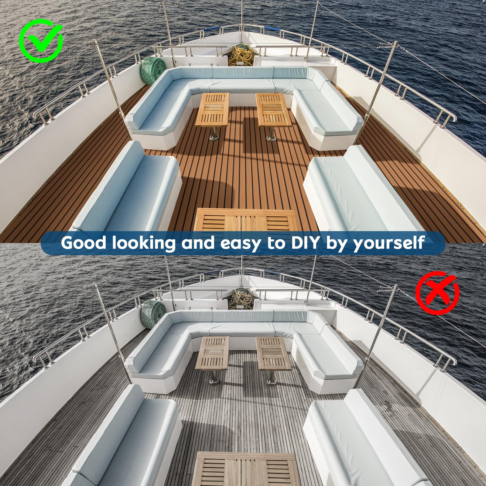 Imitación de Teca para Barcos, Antideslizantes, Cómodas, con Reverso Adhesivo, Alfombrilla Autoadhesiva para Barco de Pesca, Caravanas, Jardines, Yates, Suelos de Espuma EVA para Cubiertas