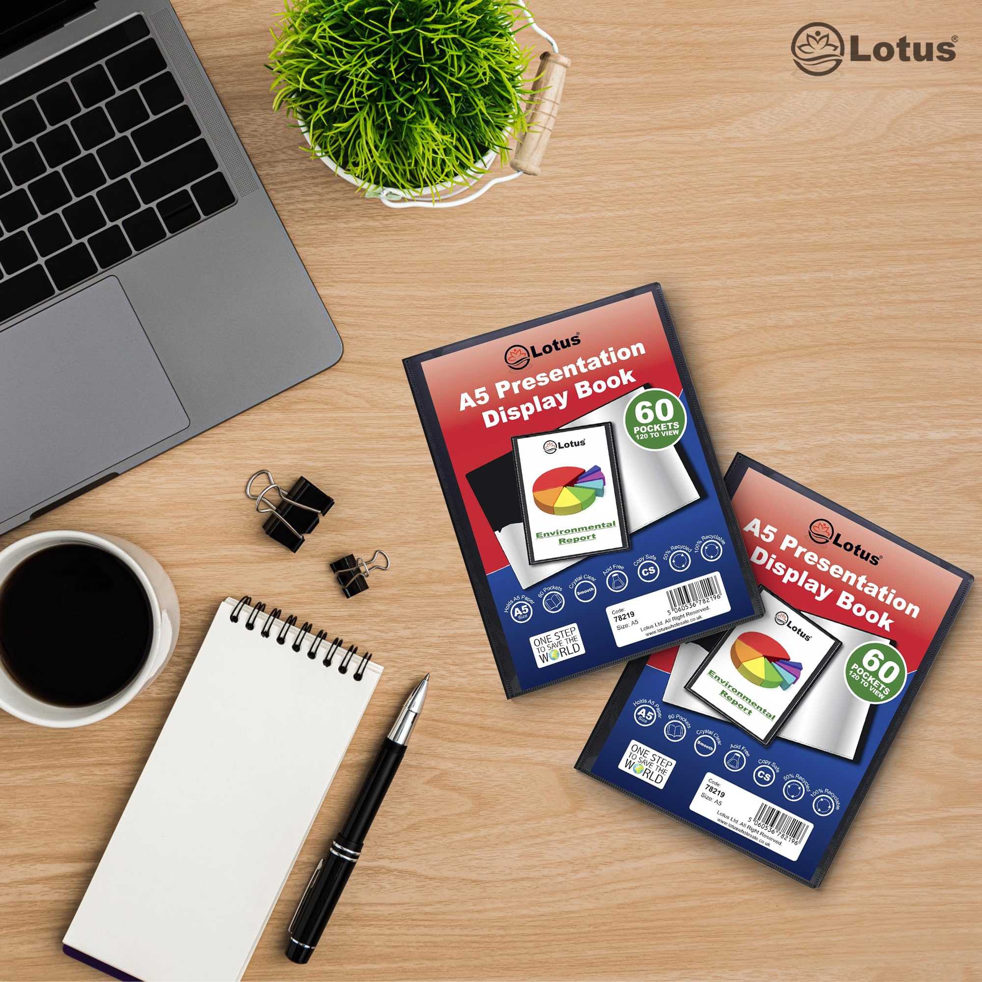 Lotus A5 Black Presentation Display Book - 60 Pocket Folder Folio for Professionals, Business, Students, Projects - Ideal for School, College and Home Office Organization - 78219 (Pack of 6 Books) - Image 3