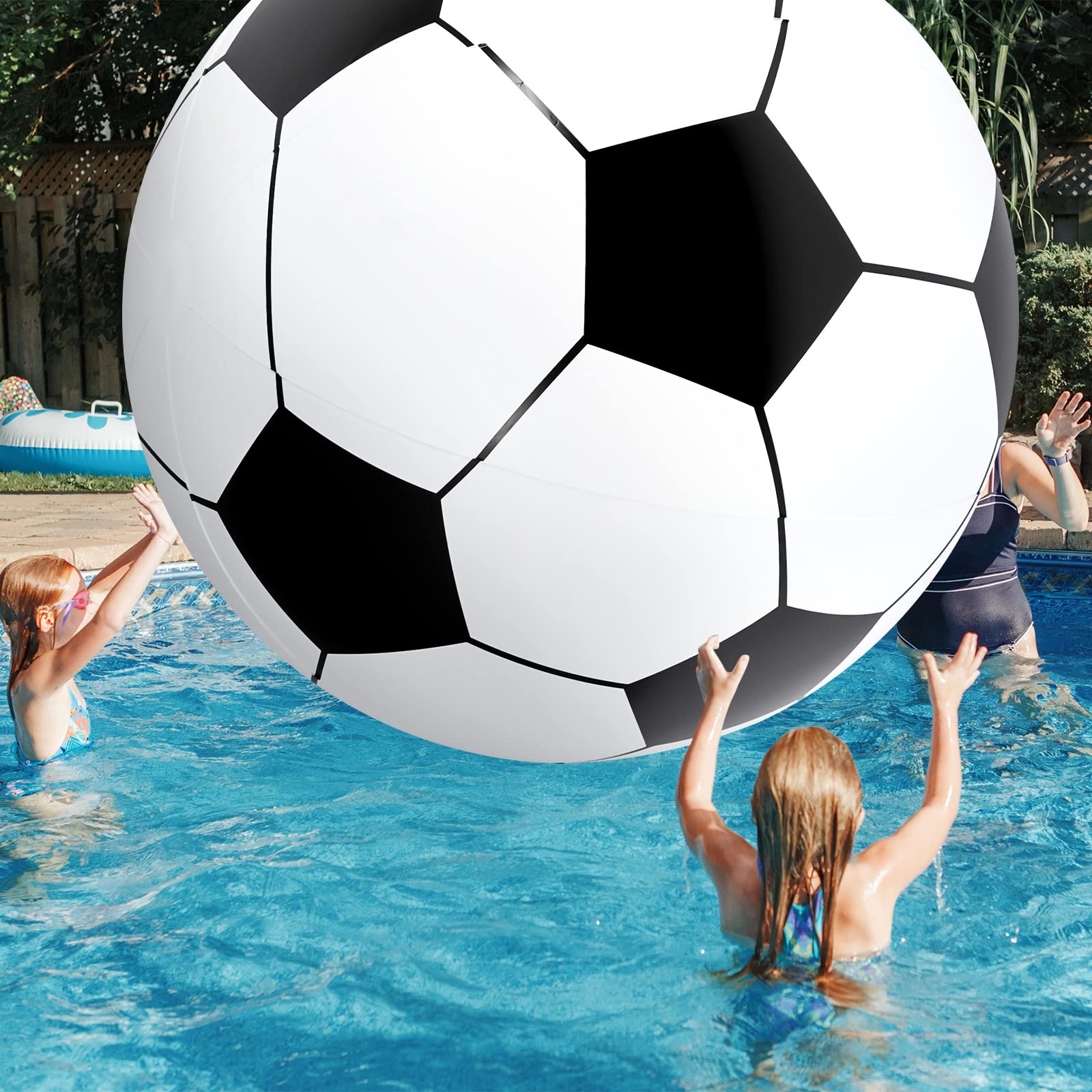 Lewtemi Giant Inflatable Ball Large Inflatable Sport Ball Giant Beach Pool Ball Inflatable Party Toy for Outdoor Activity Summer Games Sports Themed Birthday Party Decoration(6.5 Ft, Soccer)