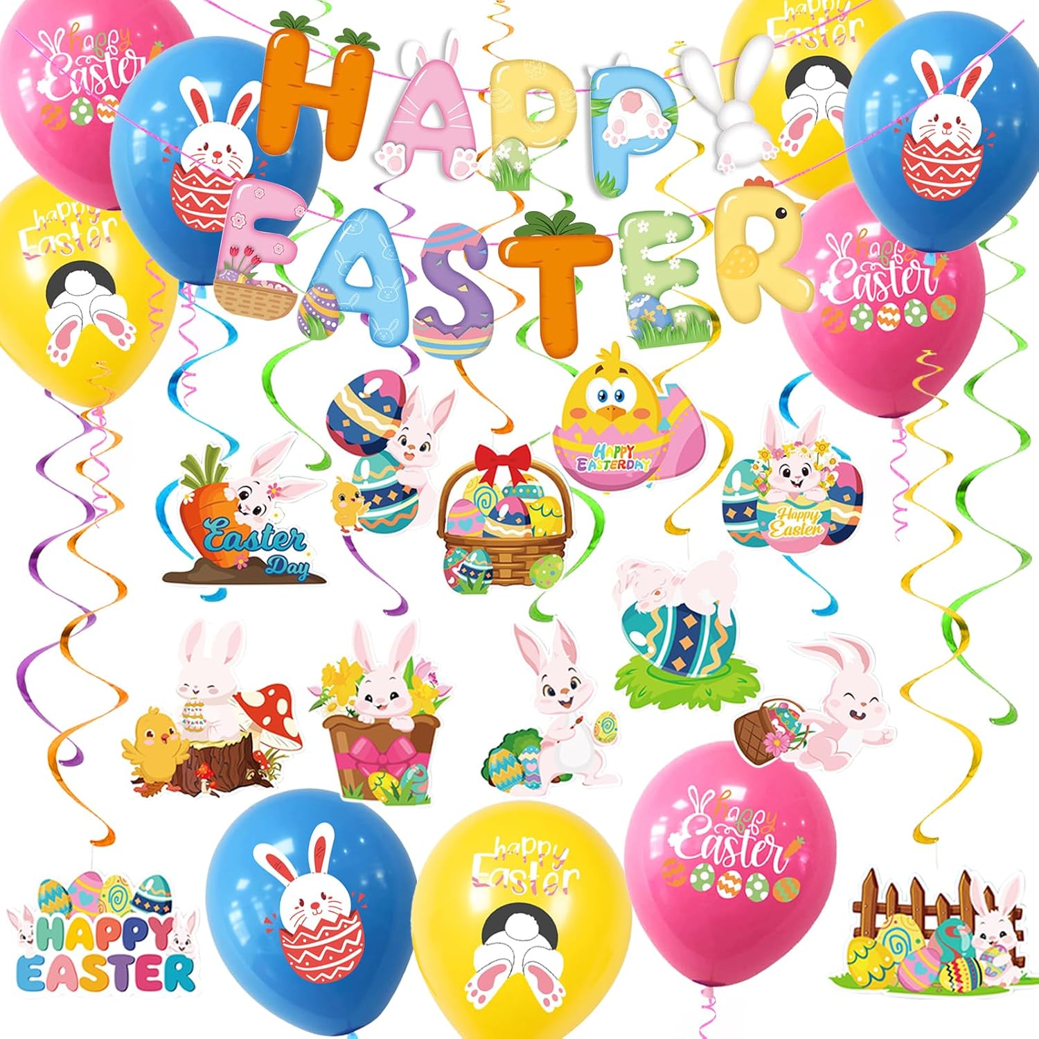 Amazon.com: Easter Decorations for Home with Happy Easter Banner ...