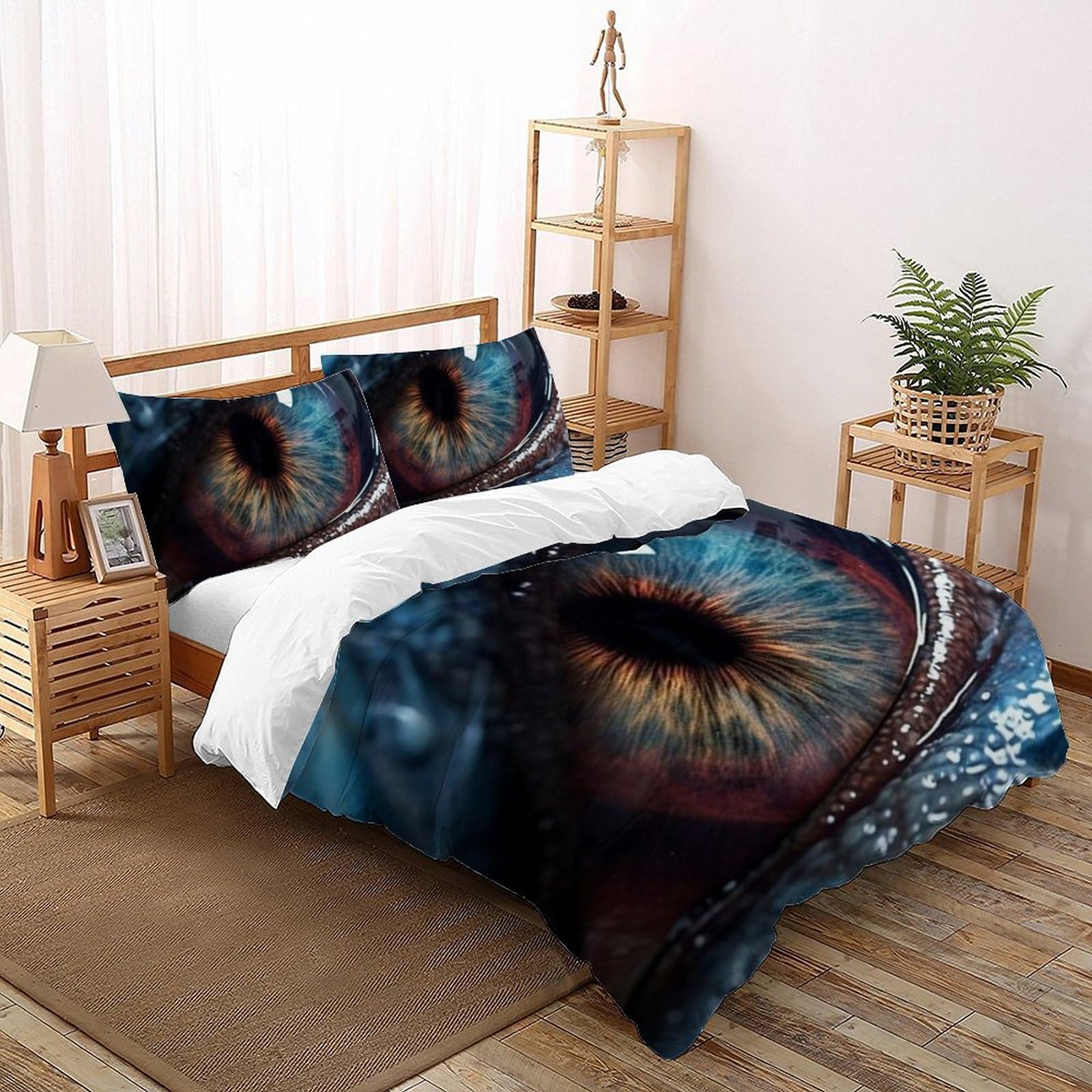 Housse de couette King 220x240cm en microfibre Blue Longan avec taies d'oreiller imprimé 3D