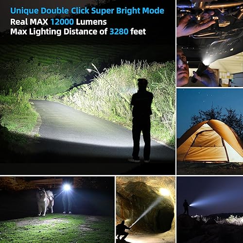 Miniatura 4 de Paquete de 1 linterna, 5 modos de grado militar, 3000 lúmenes altos, impermeable, linterna de mano para camping, ciclismo, senderismo, uso al aire