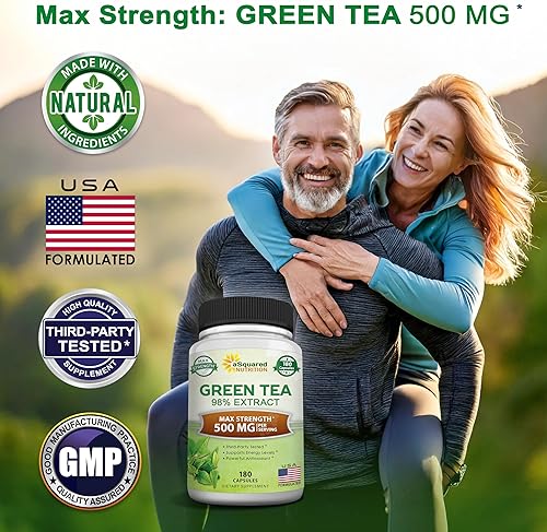 Miniatura 2 de Suplemento de extracto de té verde con EGCG – 180 cápsulas – Max Potency quemador de grasa de té verde 500 mg pastillas para pérdida de peso,