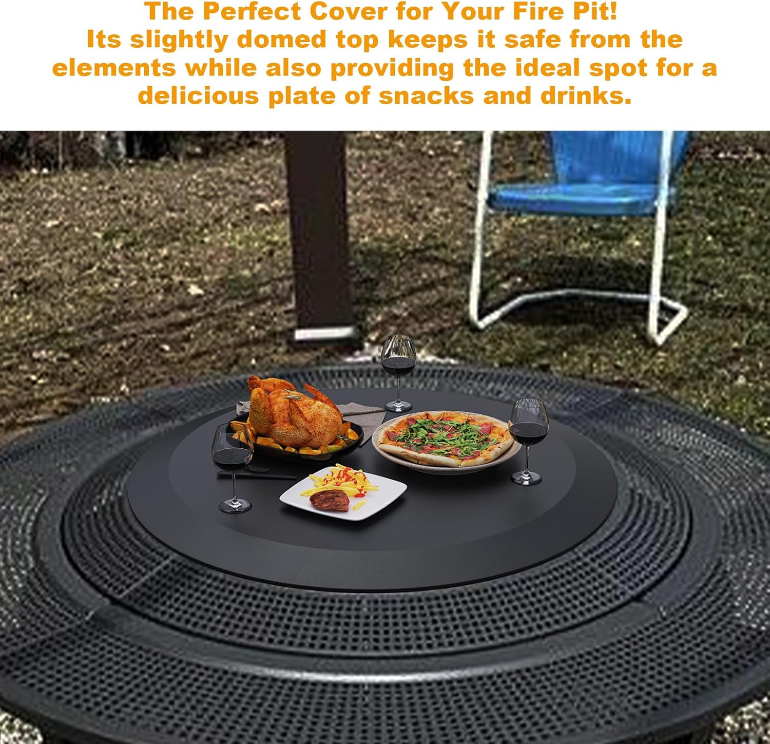 Surround Surface Fire Pit Lid for Solo Stove Bonfire and Ranger Tabletop Accessories, 23.75 Inch Heavy Duty Cold-Rolled Steel Fire Pit Cover for Outdoor and Camping