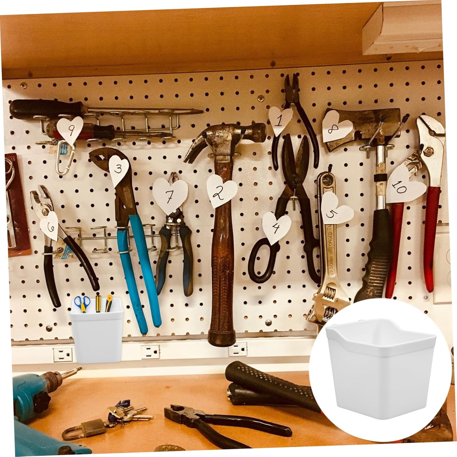 12pcs Pegboard Storage Bins Organizer Tool Cups Hooks for Garage Workbench Craft Room Kitchen Organization Sleek Design for Efficient Space Management