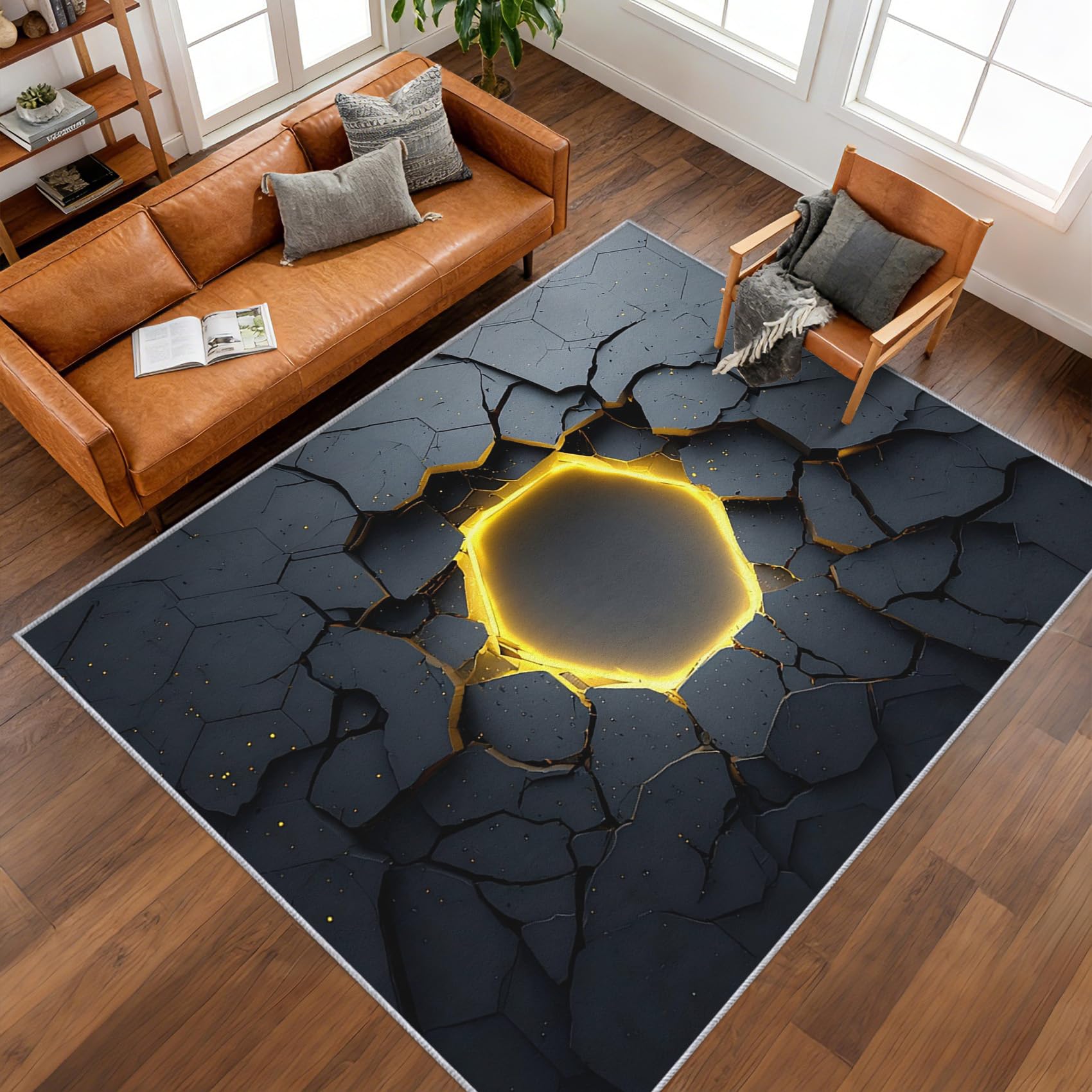 Generisch Teppich Wohnzimmer 3D Wabenmuster, Teppich Optische Täuschung für Schlafzimmer 120x160 cm, Weicher Waschbarer Antirutsch Kurzflor Dekoration Carpet P-&102