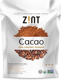Zint Organic Cacao Powder 16oz - Raw Non-Alkalized Superfood with 20x Antioxidants of Blueberries & Resveratrol