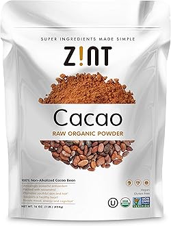 Zint Organic Cacao Powder (16 oz): Raw Non-Alkalized Chocolate With Powerful Antioxidants and Resveratrol