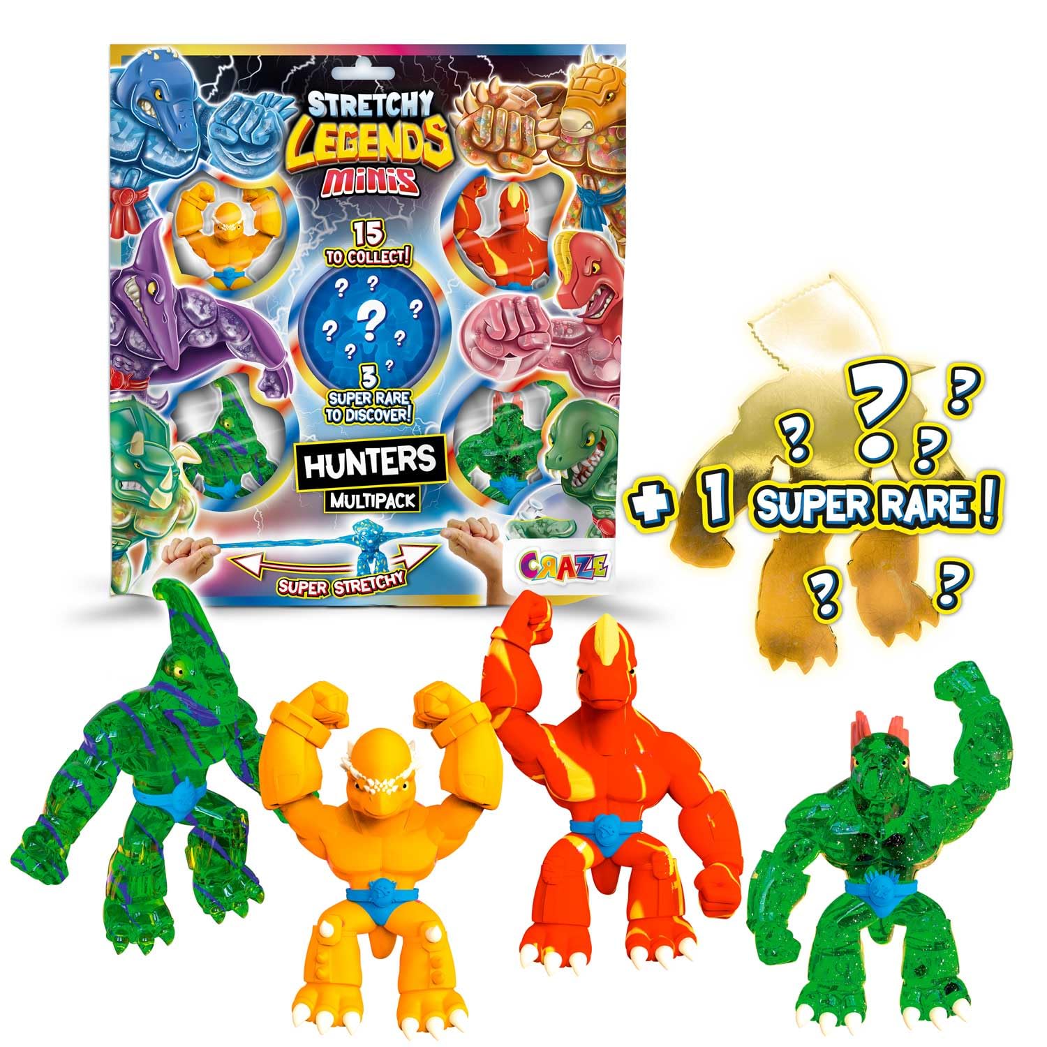 CRAZE STRETCHY LEGENDS Minis Multipack 5 Pack Stretchy Action Figures for Kids Age 3+  Fun Sensory Squishy Toys and Stress Relief Figures  Collectable Boys and Girls Toys Gift