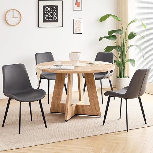 Miniatura 57 de Juego de mesa de comedor redonda para 4 personas con sillas, mesa de cocina y sillas, juego de mesa de comedor, silla moderna de mediados de siglo