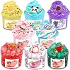 8 Pack Scented Slime kit,3 Clear and 5 Butter Slime,Peach Super Soft Non-Sticky,Jelly Cube Crunchy Crystal Slime, Birthday Party Favor,Stress Relief Toy for Kids Education