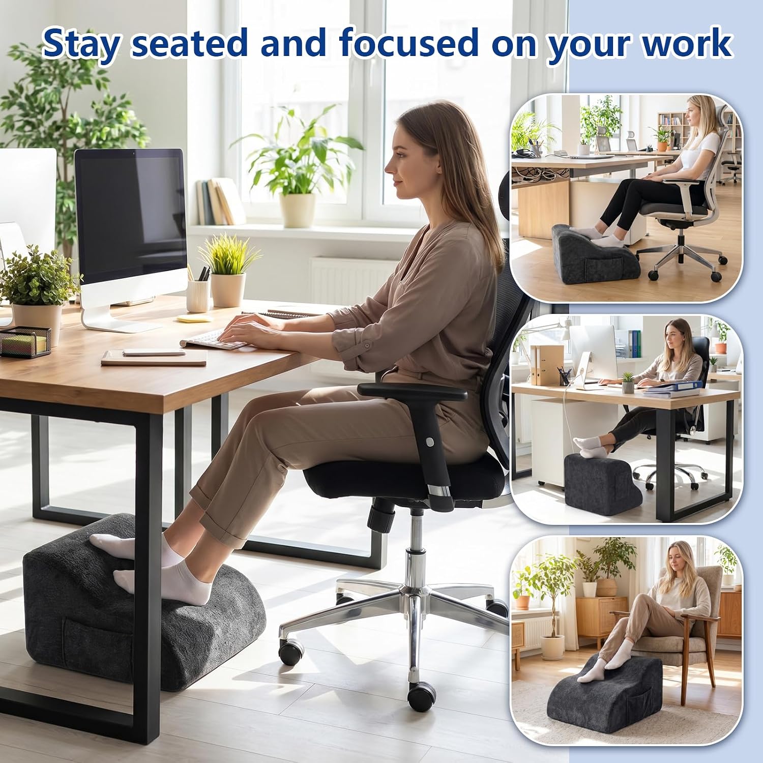 Foot Rest for Under Desk at Work, Ergonomic Under Desk Footrest with Washable Cover, Fit for Office Chair Gaming Chair and Sofa,Leg Elevation Pillow,Supports Posture image 4