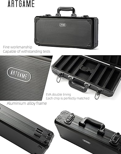 Miniatura 3 de ARTGAME Juego de fichas de póquer de arcilla de 0.49 oz para Texas Hold'em, 300 fichas estilo casino, con caja de aluminio tipo K y botones de