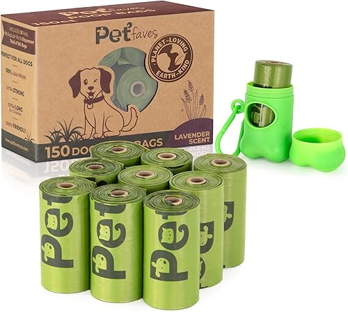Pet Faves Bolsas ecológicas para excrementos de perro, 100% a prueba de fugas, fuertes y extralargas, bolsas de basura para perros y gatos, con