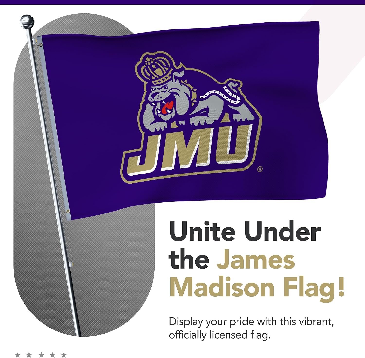 James Madison Dukes College Sports Printed Flag - NCAA Licensed - Nylon - School Banner (Purple, Gold) (4' x 6')