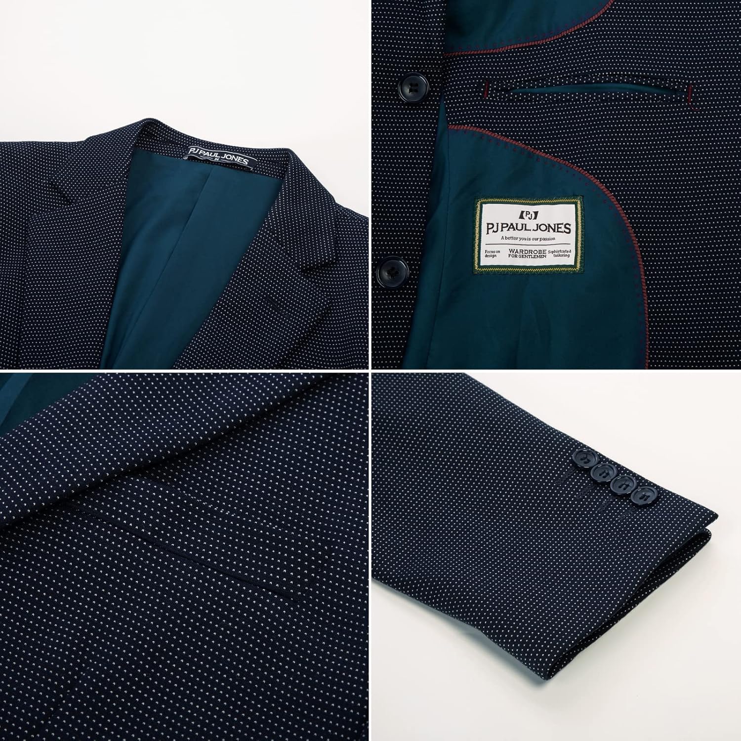 PJ PAUL JONES Men's Herringbone Blazer Jacket Lightweight Casual Knit Sport Coat - Image 6