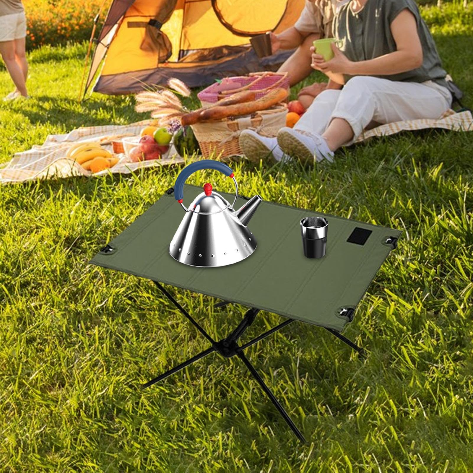 Tragbarer Campingtisch für den Außenbereich, Picknicktisch, zusammenklappbar, Campingmöbel zum Angeln und Wandern, leichte Campingausrüstung und kompaktes Design für einfachen Transport