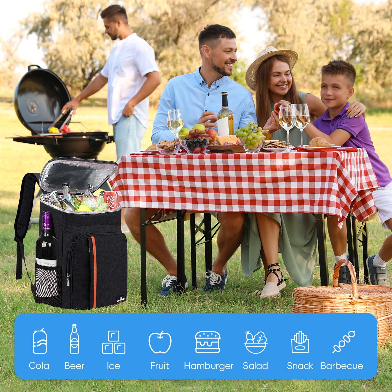 Camping Cooler Backpack 25 Cans, Leak Proof Insulated Thermal Bag, Beach Travel Picnic Lunch Backpack for Men Women - Image 7