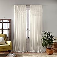 Elrene Calypso Boho Macrame Tassel Semi-Sheer Cotton Curtain Panel 52x95 Ivory Rod Pocket