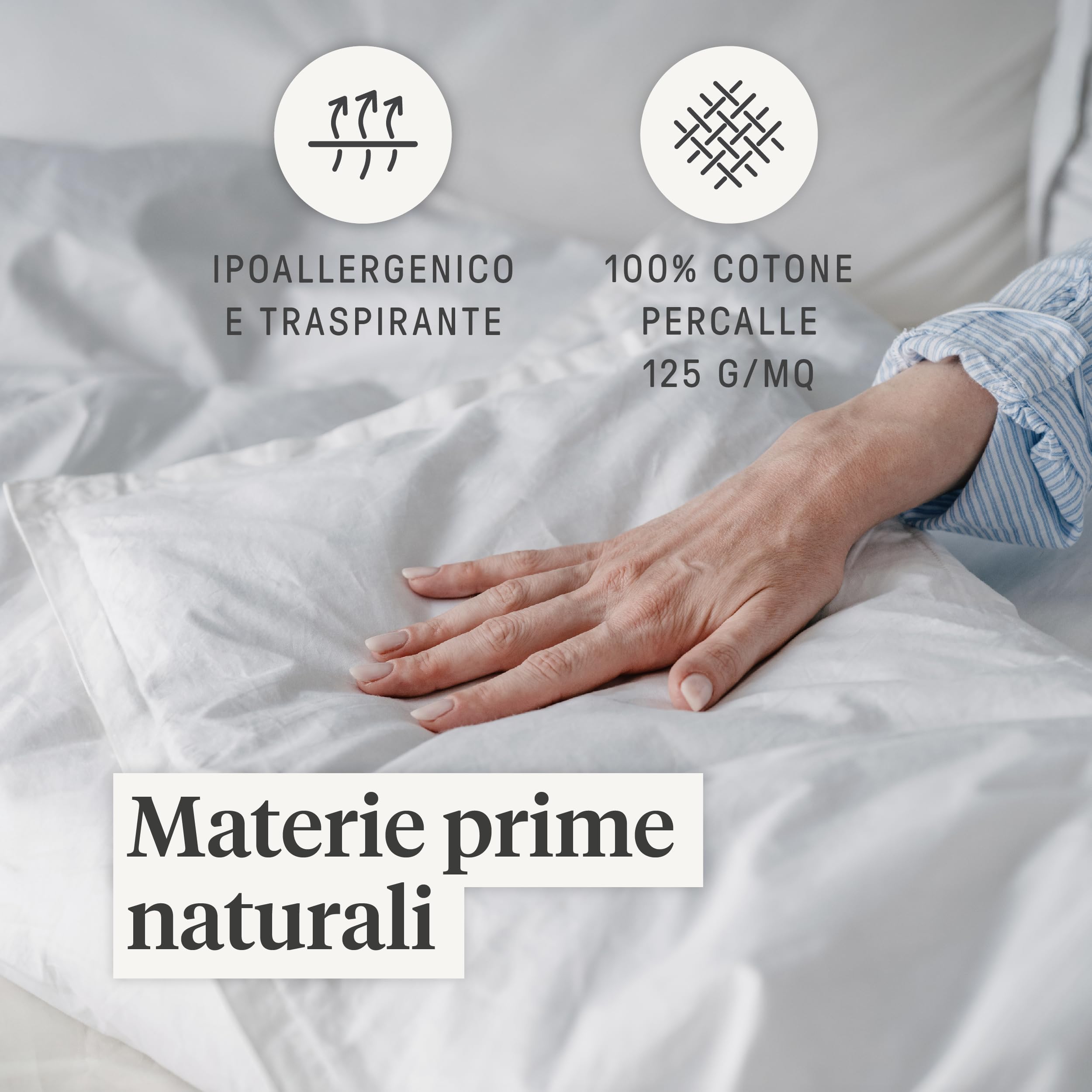 DREAMIN*101 - Piumino Letto Singolo Invernale Piuma d'Oca e Piumino Certificato, Piumone Letto Singolo Tessuto 100% Cotone Percalle Caldo e Leggero - Trapunta Letto Ipoallergenica Traspirante, 155x205