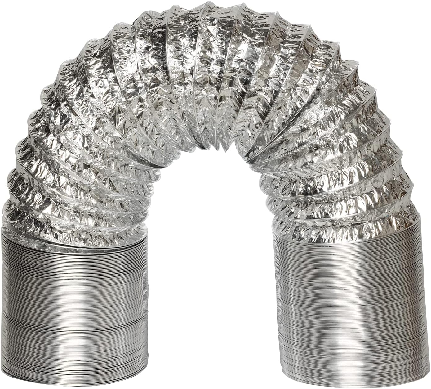 Venture Flexible Ducting Aluminum Foil Non - Insulated Heat Ducting Hose Ducting Pipe with 2 Clamps for Extractor Fan, Dryer Vent, Cooker Hood (8"(200mm) X 5m)
