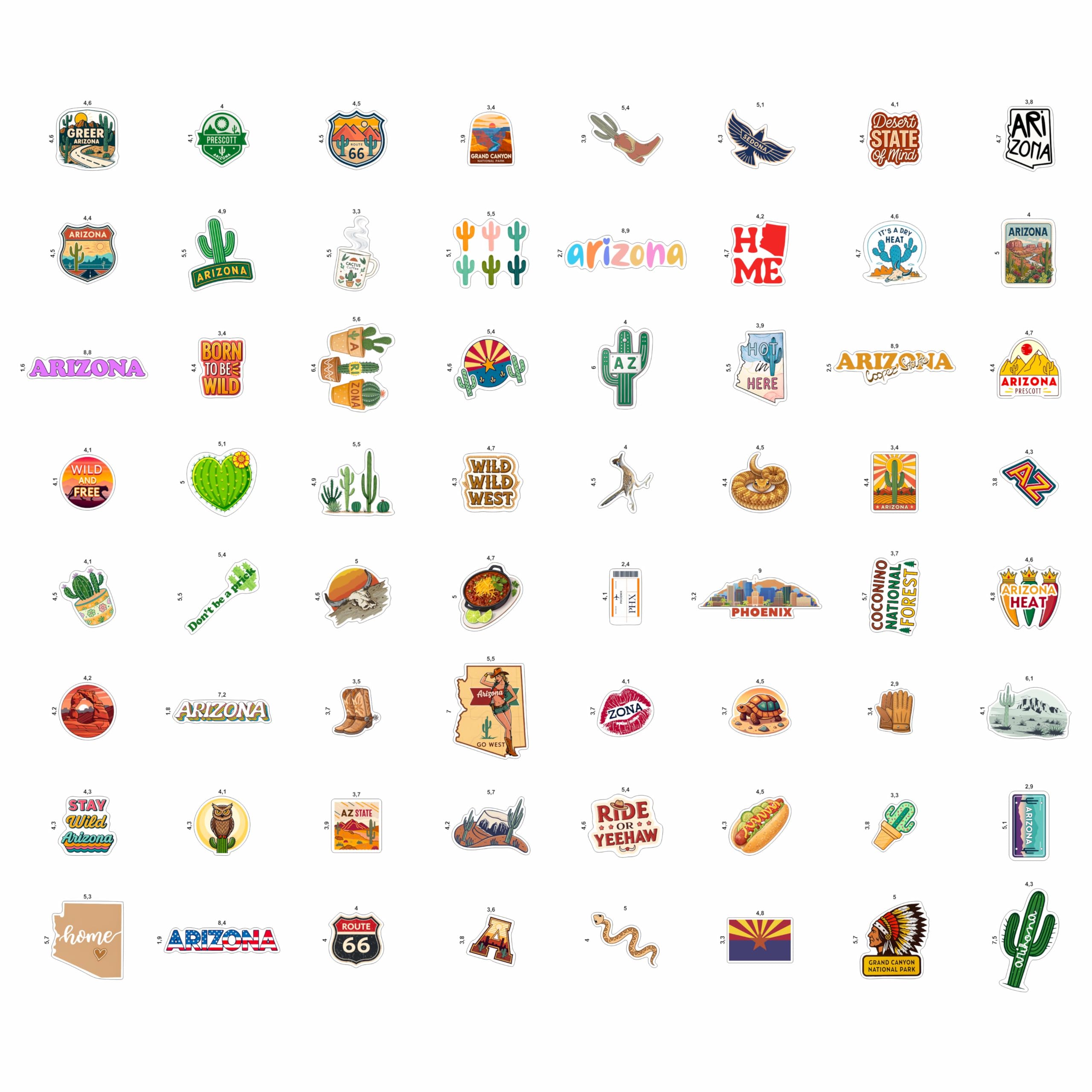 100Pcs Arizona Stickers Small for Water Bottle, Laptops, for Luggage - Arizona Gifts and Souvenirs, Party Supplies - Gift for Women & Men