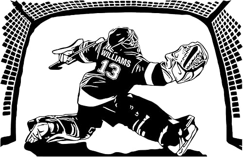 Miniatura 7 de Calcomanía de pared personalizada de jugador de hockey, cita de Never Give Up, personaliza tu propio nombre y números, calcomanía de vinilo