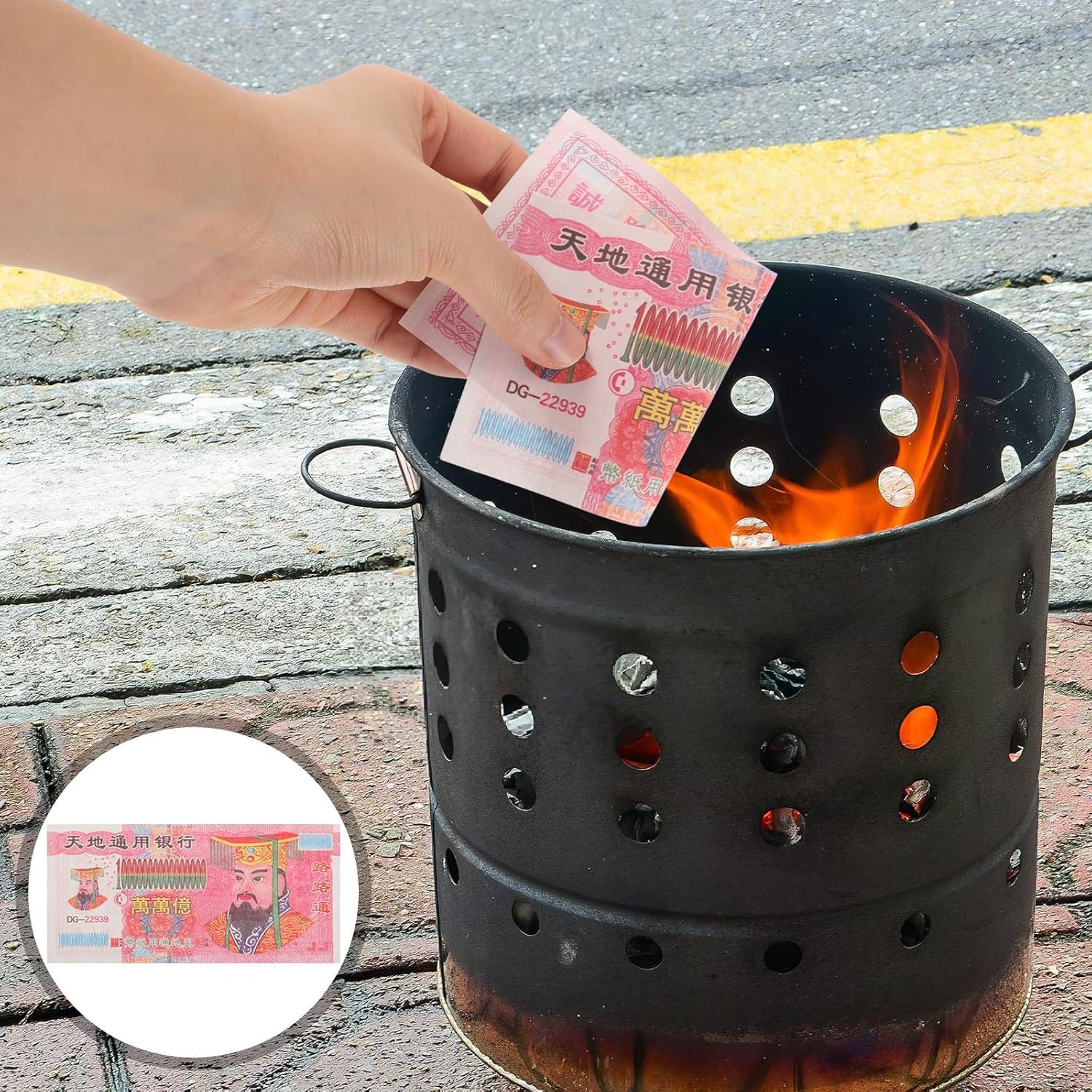 Lot de 15 billets de banque chinois Ancestor Money - 10 000 Yuan Heaven - Pour festival Qingming, cérémonies funéraires, sacrifice ancestral - Durabilité